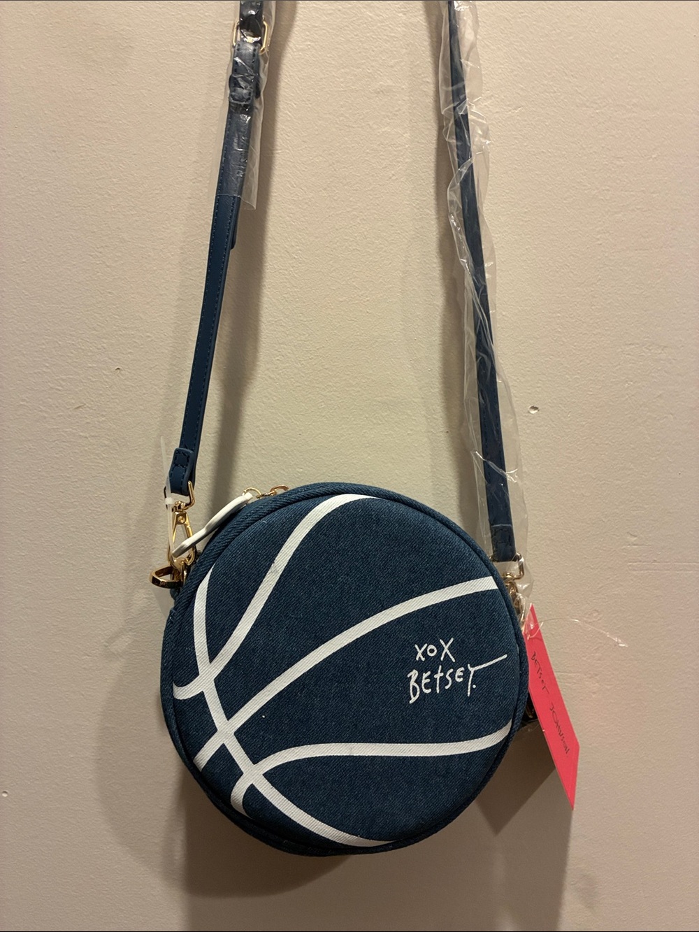 Rare Betsey Johnson Navy Round Crossbody Bag - 'XOX Betsey'